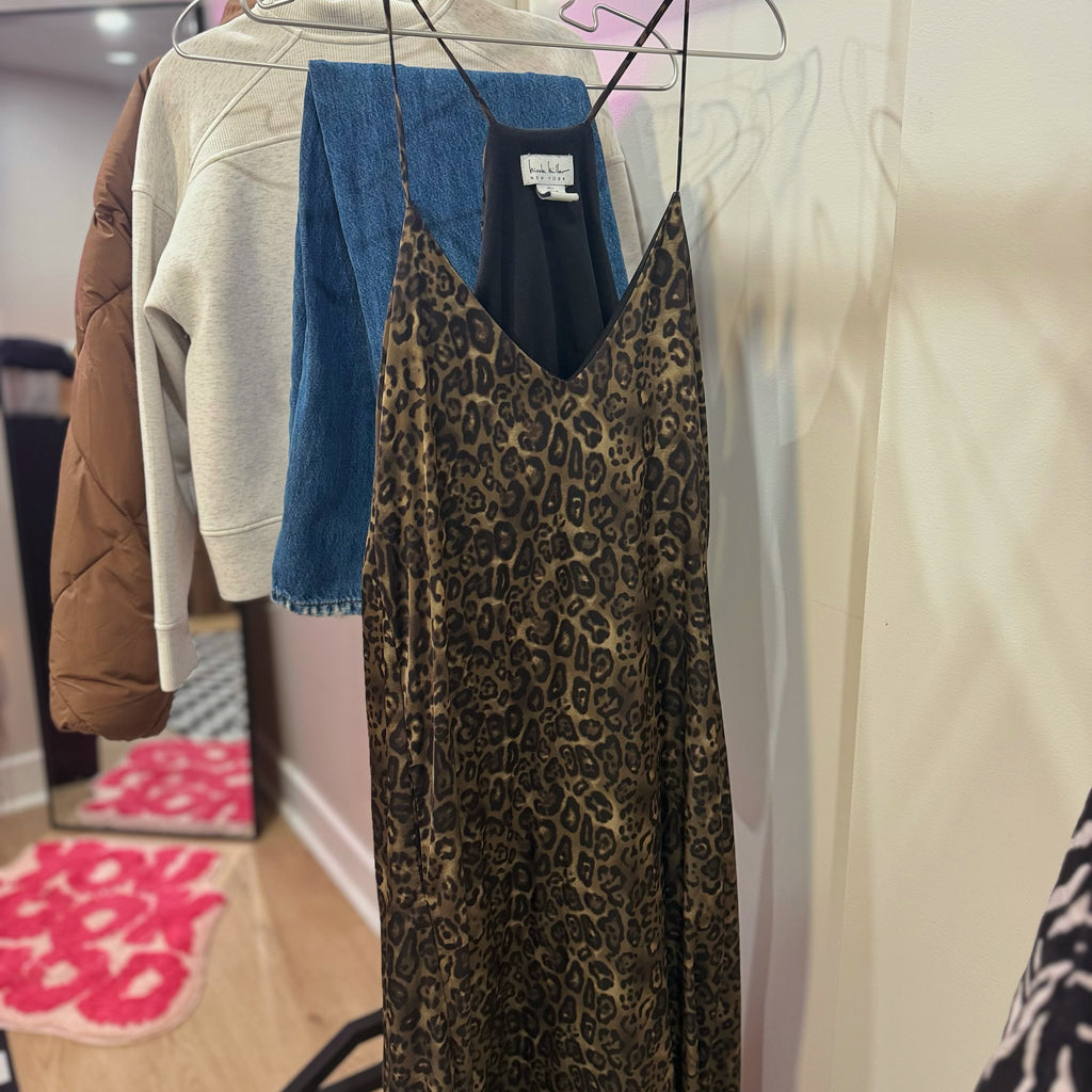 CHEETAH SILK MAXI DRESS SIZE L