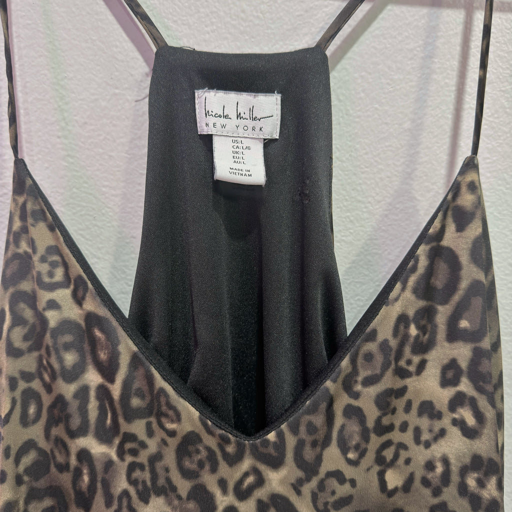 CHEETAH SILK MAXI DRESS SIZE L