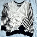STRIPE SLEEVE PATCHWORK TOP