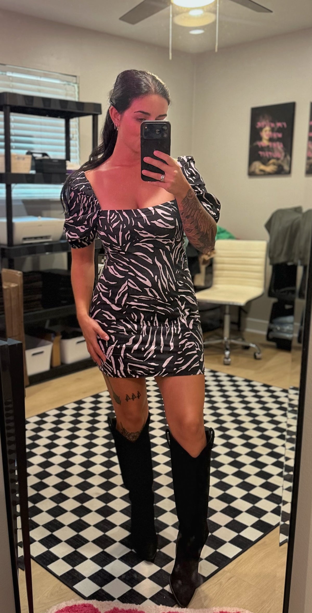 BLUE RAIN ZEBRA DRESS SIZE S